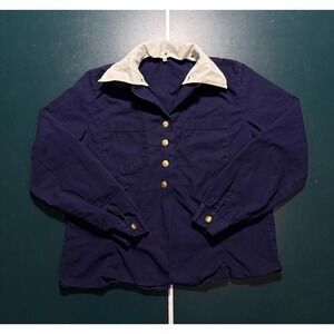 Vtg 70s Swedish Navy Women's Service Blouse 38 Sporrong Anchor Buttons Navy Blue